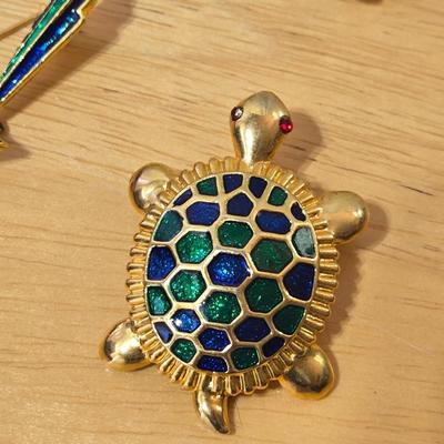 Enamel Animal Brooch Lot