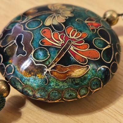 Vintage Cloisonne Tassel Necklace