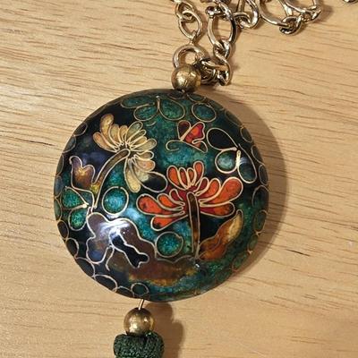 Vintage Cloisonne Tassel Necklace