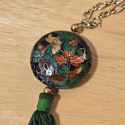 Vintage Cloisonne Tassel Necklace