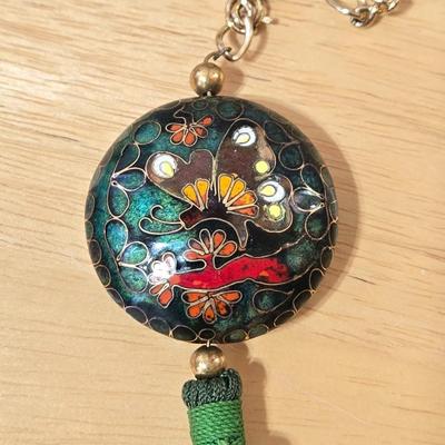 Vintage Cloisonne Tassel Necklace