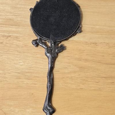 Silver Tone Metal Hand Mirror