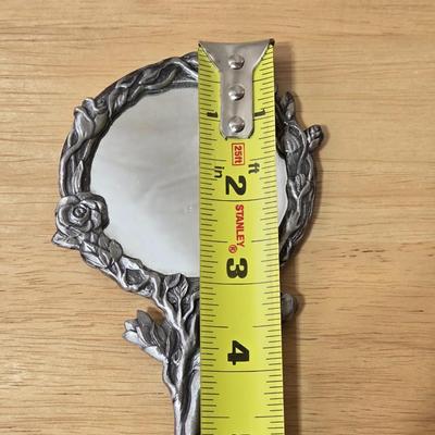 Silver Tone Metal Hand Mirror