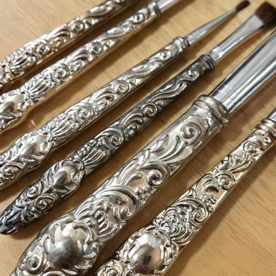 Silverplated Makeup Brush Set