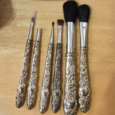 Silverplated Makeup Brush Set