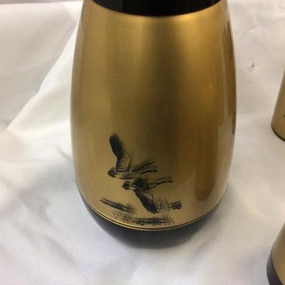 Thermos Pitcher with Insulated Glass with Duck Theme in Great Metal Carrier.