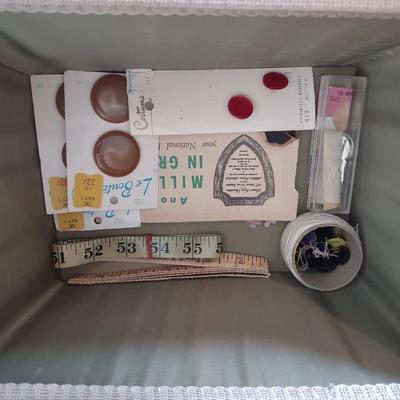 NEW SEWING BOX, OLD BUTTONS, IRON ON TRANSFERS AND MORE