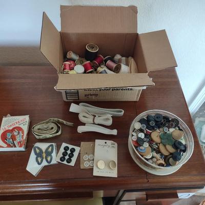 OLD BUTTONS AND SEWING NOTIONS