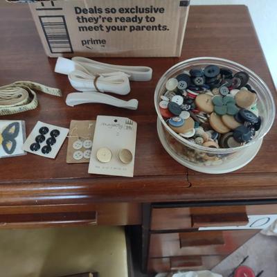 OLD BUTTONS AND SEWING NOTIONS