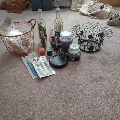 BASKETS, CANDLES, BOTTLES AND MORE