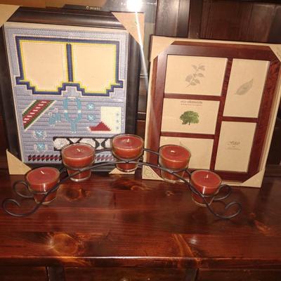 MULTI PICTURE FRAMES AND VOTIVE CANDLE TABLE CENTERPIECE