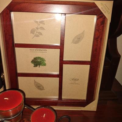 MULTI PICTURE FRAMES AND VOTIVE CANDLE TABLE CENTERPIECE