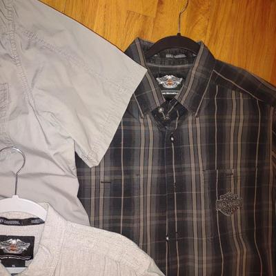 MENS HARLEY DAVIDSON SHIRTS (L & XL) AND SHORTS (38)