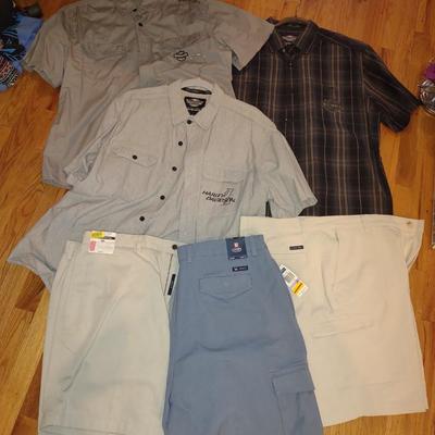 MENS HARLEY DAVIDSON SHIRTS (L & XL) AND SHORTS (38)