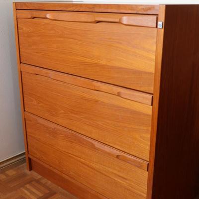 Denka Danish Teak Chest 3 Drawer File Cabinet