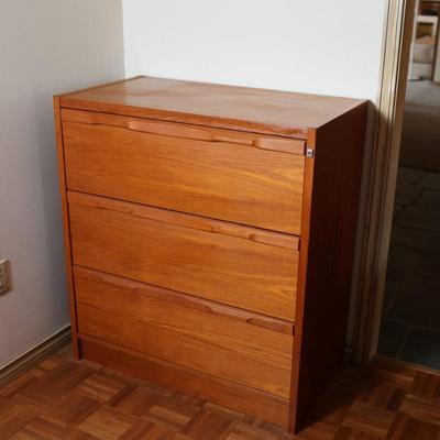 Denka Danish Teak Chest 3 Drawer File Cabinet