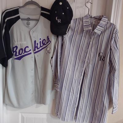 MEN'S COLORADO ROCKIES SHIRTS AND HAT(L & XL)