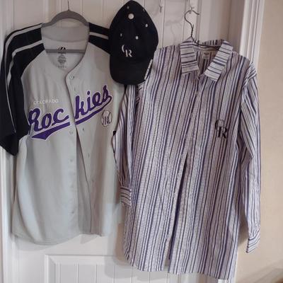MEN'S COLORADO ROCKIES SHIRTS AND HAT(L & XL)