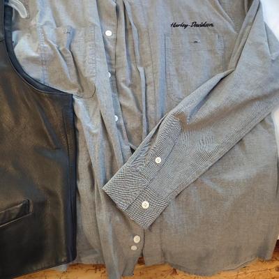 SCULLY LEATHER VEST & HARLEY DAVIDSON SHIRTS