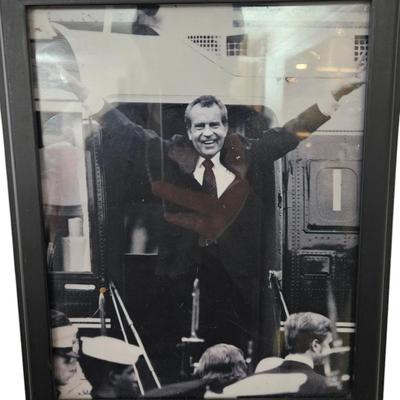 Richard Nixon Resigns (Peace Sign) Framed Print