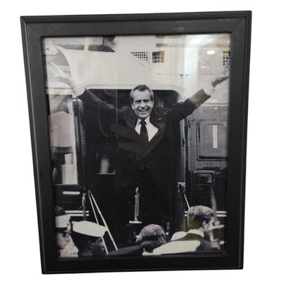 Richard Nixon Resigns (Peace Sign) Framed Print
