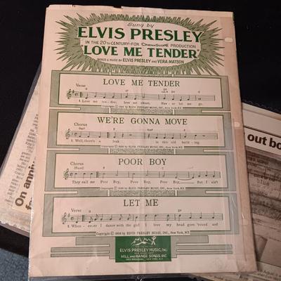 ELVIS PRESLEY NEWSPAPER ARTICLES, POSTER & SHEET MUSIC