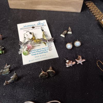 ELVIS BRACELETS, NECKLACE AND JEWELRY BOX PLUS OTHER JEWELRY
