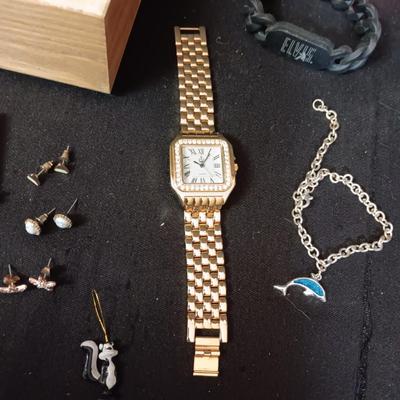 ELVIS BRACELETS, NECKLACE AND JEWELRY BOX PLUS OTHER JEWELRY