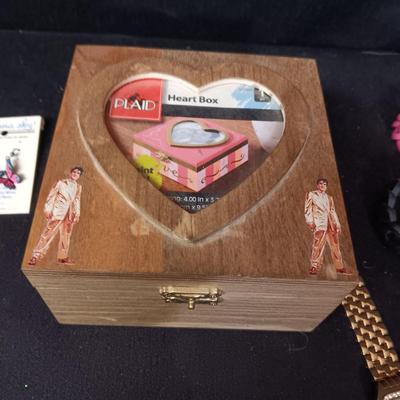 ELVIS BRACELETS, NECKLACE AND JEWELRY BOX PLUS OTHER JEWELRY
