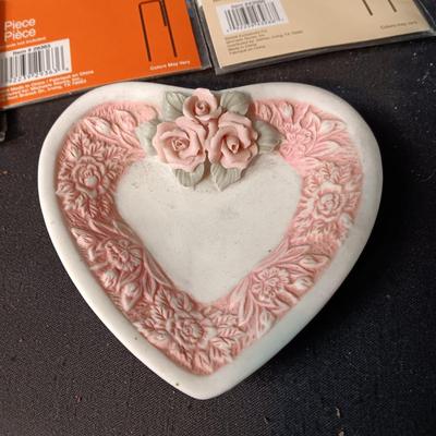 NEW YARD FLAGS AND PORCELAIN HEART DISH