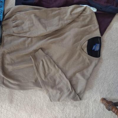 PENDLETON MENS SWEATER SIZE LARGE, GOODFELLOW SWEATER, DRESS SOCKS, UNDER ARMOUR BRIEFS