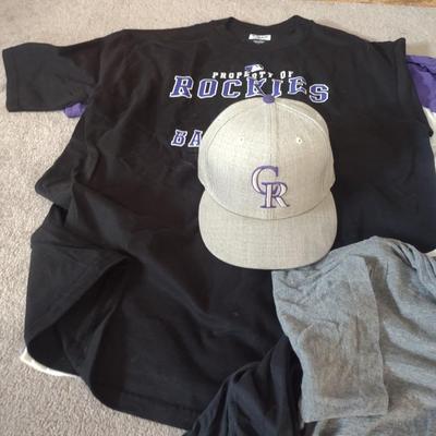 COLORADO ROCKIES SHIRTS SIZE L -XL BASEBALL CAP