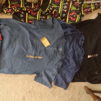 MEN'S SLEEPWEAR, TWO NEW T-SHIRTS, NEW SOCKS, UNDER ARMOUR BREIFS AND MORE
