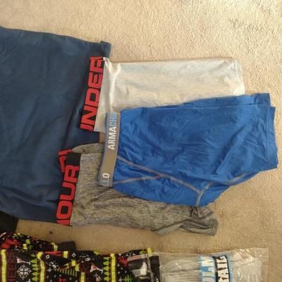 MEN'S SLEEPWEAR, TWO NEW T-SHIRTS, NEW SOCKS, UNDER ARMOUR BREIFS AND MORE