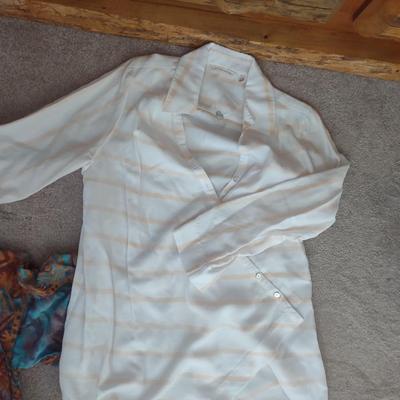 WOMENS PJ OUTFIT, COLORFUL SCARVES, MATCHING TOP AND BOTTOM