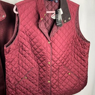 Lot N 401 NWT Lands’ End Quilted Vest & NWT Lands’ End Fleece Jacket & Paisley Plush/Sherpa Throw