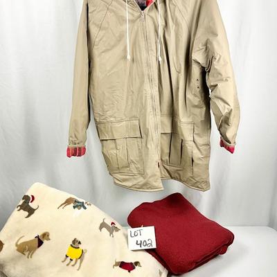 Lot N 402 Misty Harbor Rain Jacket & Cuddl Duds Plush Throw & Fleece Throw