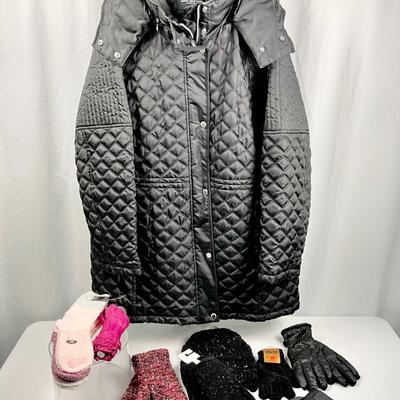Lot N 404 MARC New York Tribeca Black Quilted Anorak Coat & A Variety of. Gloves & Mittens & more