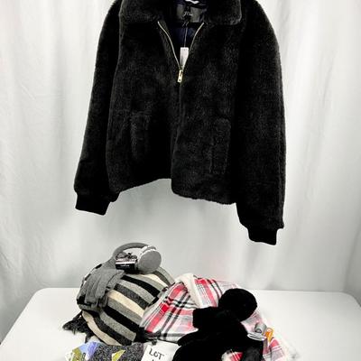 Lot N 405 NWT J. Crew Teddy Sherpa Bomber Jacket & Hats/Scarves/Ear Muffs/Gloves