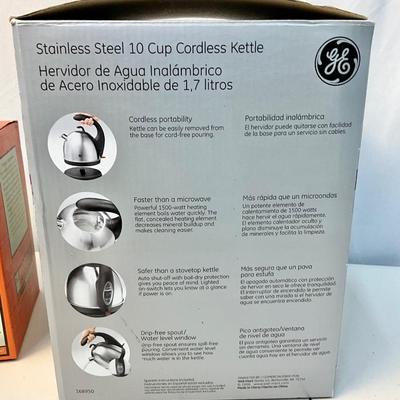 Lot S 424 NIB GE Cordless Stainless Steel 10 Cup Kettle & Perfect Tea Maker