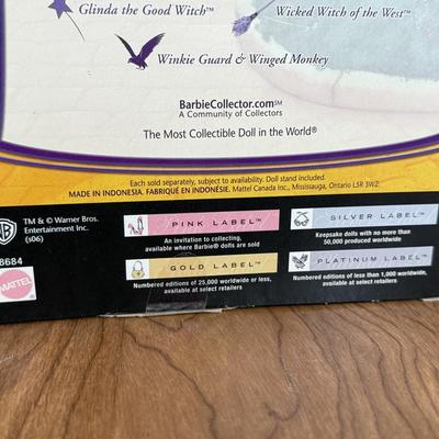 LOT 2A: 2006 Mattel Barbie Collector Pink Label Wizard of Oz Gift Set NRFB- Wicked Witch of the West, Glinda the Good Witch & Lullaby...