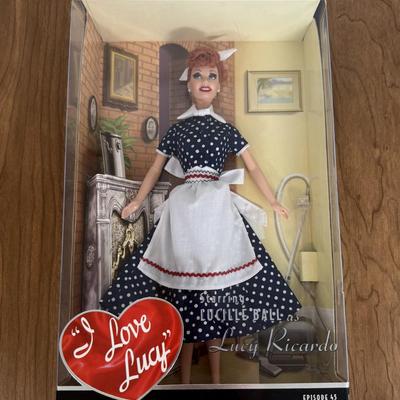 LOT 6A: Mattel Collector Dolls NRFB - Barbie Loves Elvis 2-Pack, 2004 Grease Sandy Doll & 2004 I Love Lucy Episode 45 'Sales...