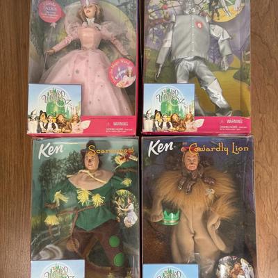 LOT 7A: 1999 Mattel Wizard of Oz Barbie & Kens - Glinda, Tin Man, Scarecrow & Cowardly Lion