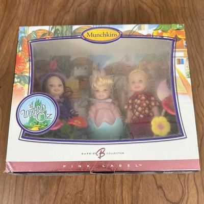 LOT 8A: 2006 Mattel Barbie Collector Pink Label Wizard of Oz Munchkin Set, Kelly & Tommy as Munchkins NRFB & Warner Brothers...