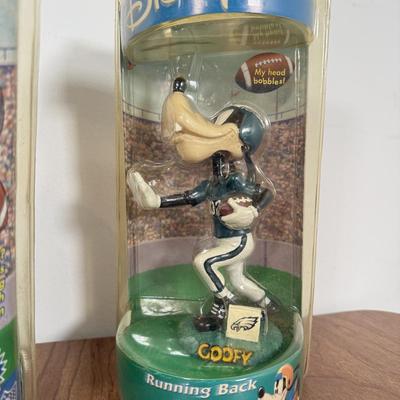 LOT 10A: Bobble Dobbles Disney NFL Eagles Football Bobbleheads - Mickey, Donald & Goofy