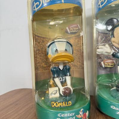 LOT 10A: Bobble Dobbles Disney NFL Eagles Football Bobbleheads - Mickey, Donald & Goofy