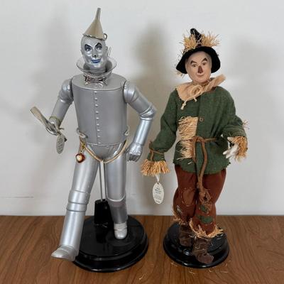 LOT 15A: Mattel Timeless Treasures Wizard of Oz 14" Porcelain Dolls - Tin Man & Scarecrow