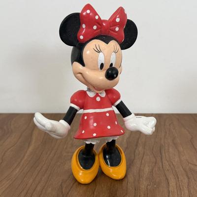 LOT 17A: Disney Mickey Mouse Racecar LED Alarm Clock, Minnie Coin Bank, Bobblehead & Mickey Alarm Clock