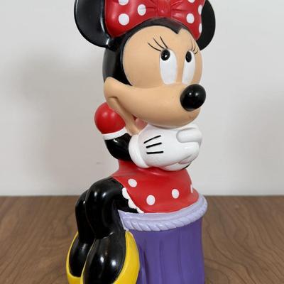 LOT 17A: Disney Mickey Mouse Racecar LED Alarm Clock, Minnie Coin Bank, Bobblehead & Mickey Alarm Clock