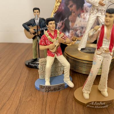 LOT 19A: Elvis Presley Collectibles - Bradford Exchange Aloha from Hawaii Guitar Plate, Ardleigh Elliott Music Box, McFarlan Toys...